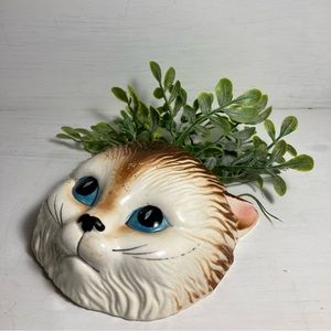 Vintage Ceramic Cat Head Wall Pocket Planter Japan
